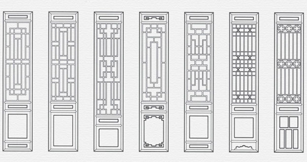 龙沙常用中式仿古花窗图案隔断设计图